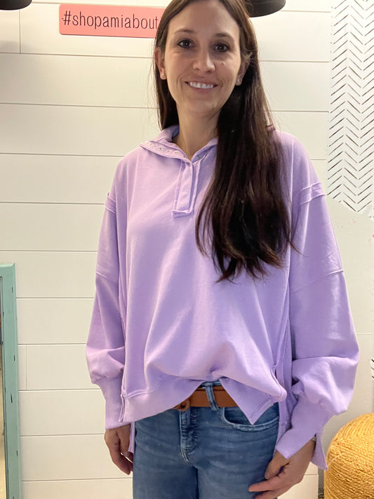 Lavender Henley Sweatshirt