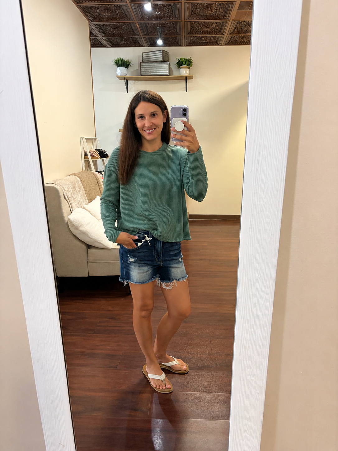 Frayed Hem Denim Shorts