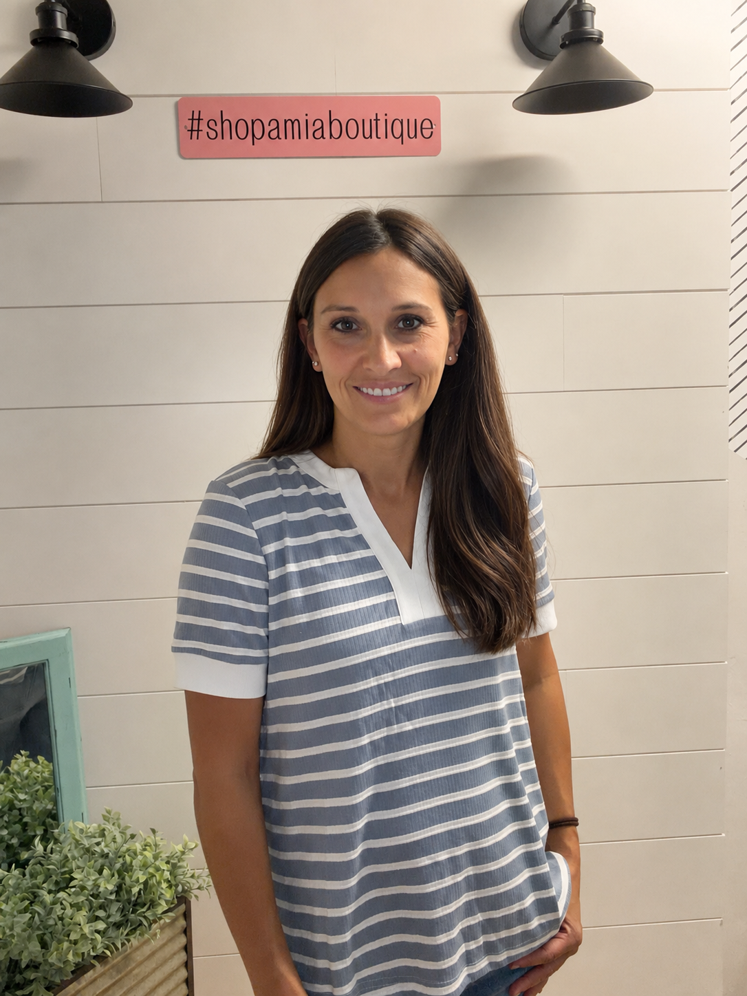 Classic V-Neck Top Striped top 