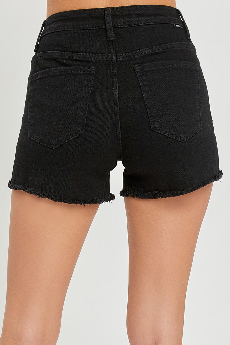 Black Risen Jean Shorts