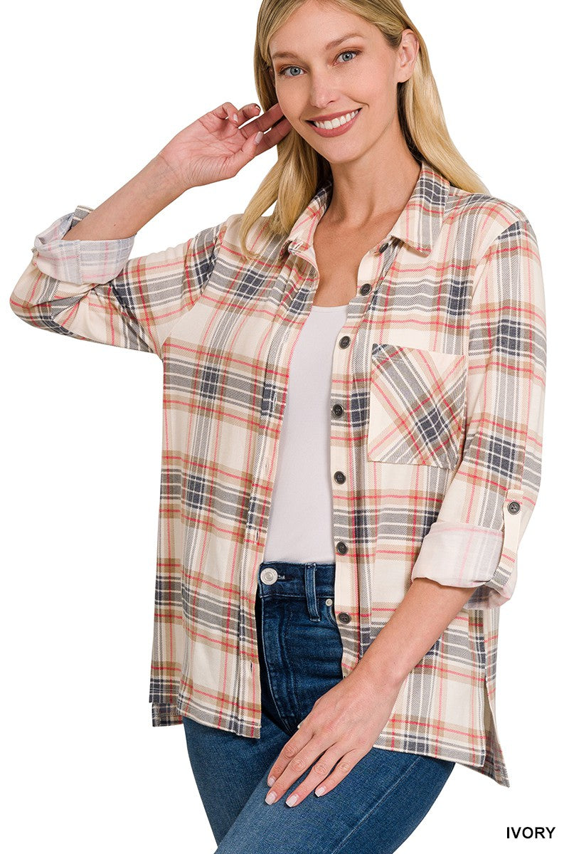 Ivory Lightweight Soft Plaid Flannel