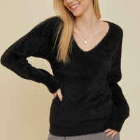 The Kristi Fuzzy V Neck Sweater