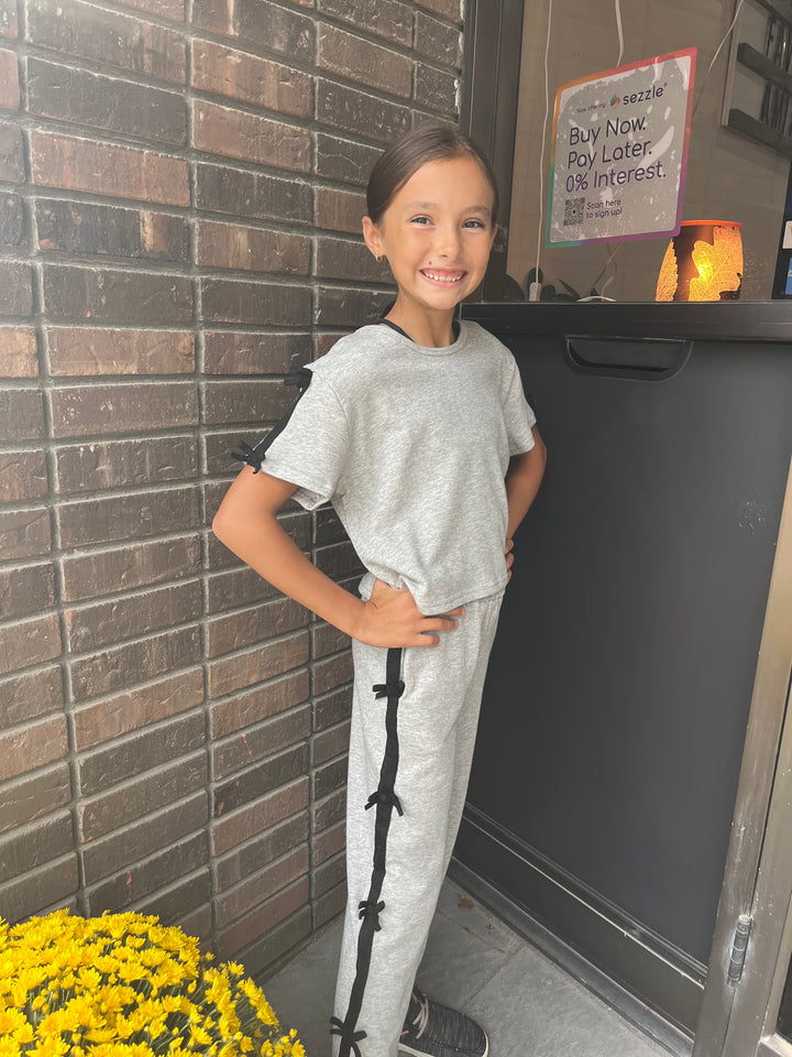 Girls bow terry shirt sleeve top 