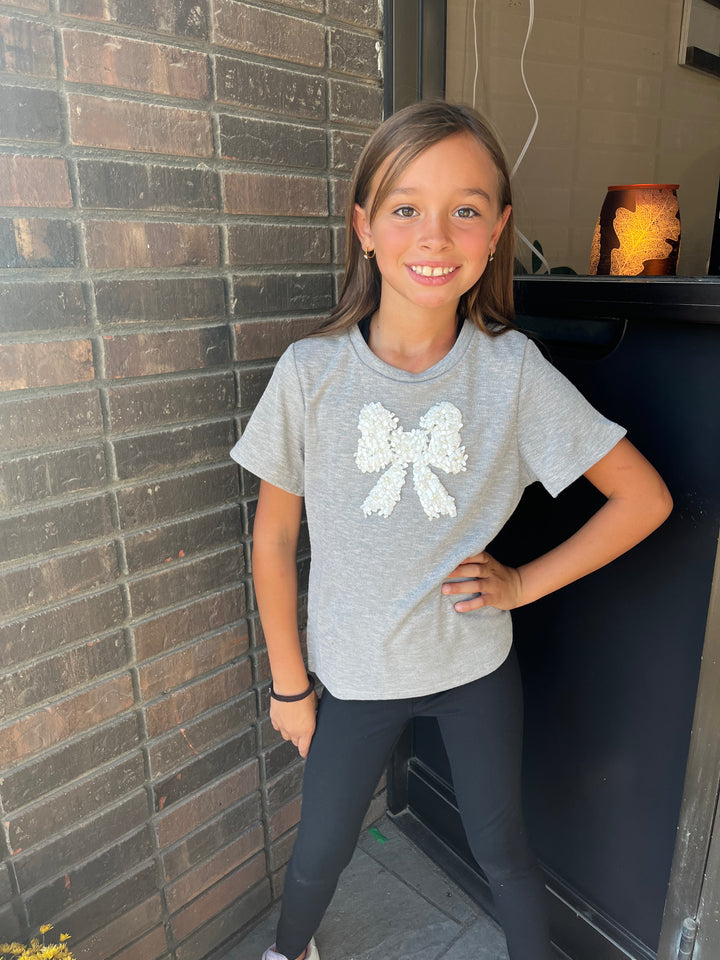 Girls pearl bow top 