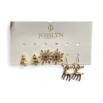 X-mas Tree Snowflake Reindeer Christmas Earrings