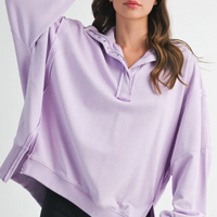 Women's Lavender Henley Sweatshirt