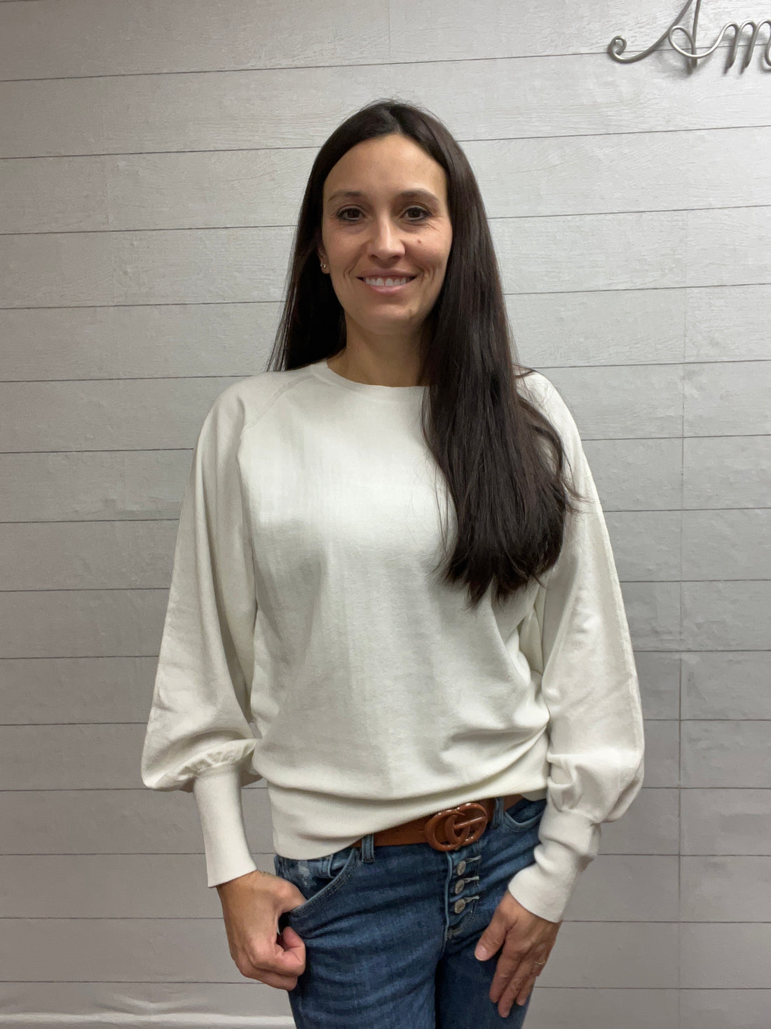 Lightweight cream colored long sleeve sweater 