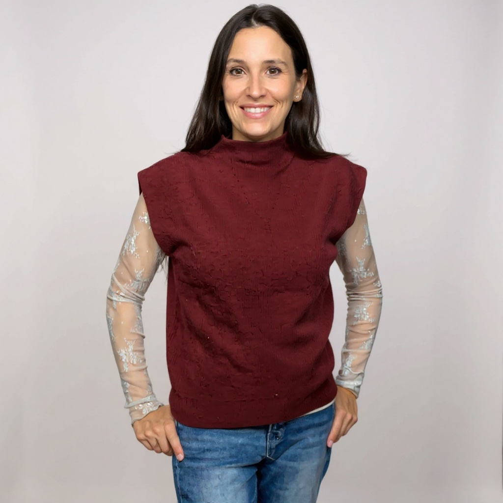 Maroon Mock neck sweater vest