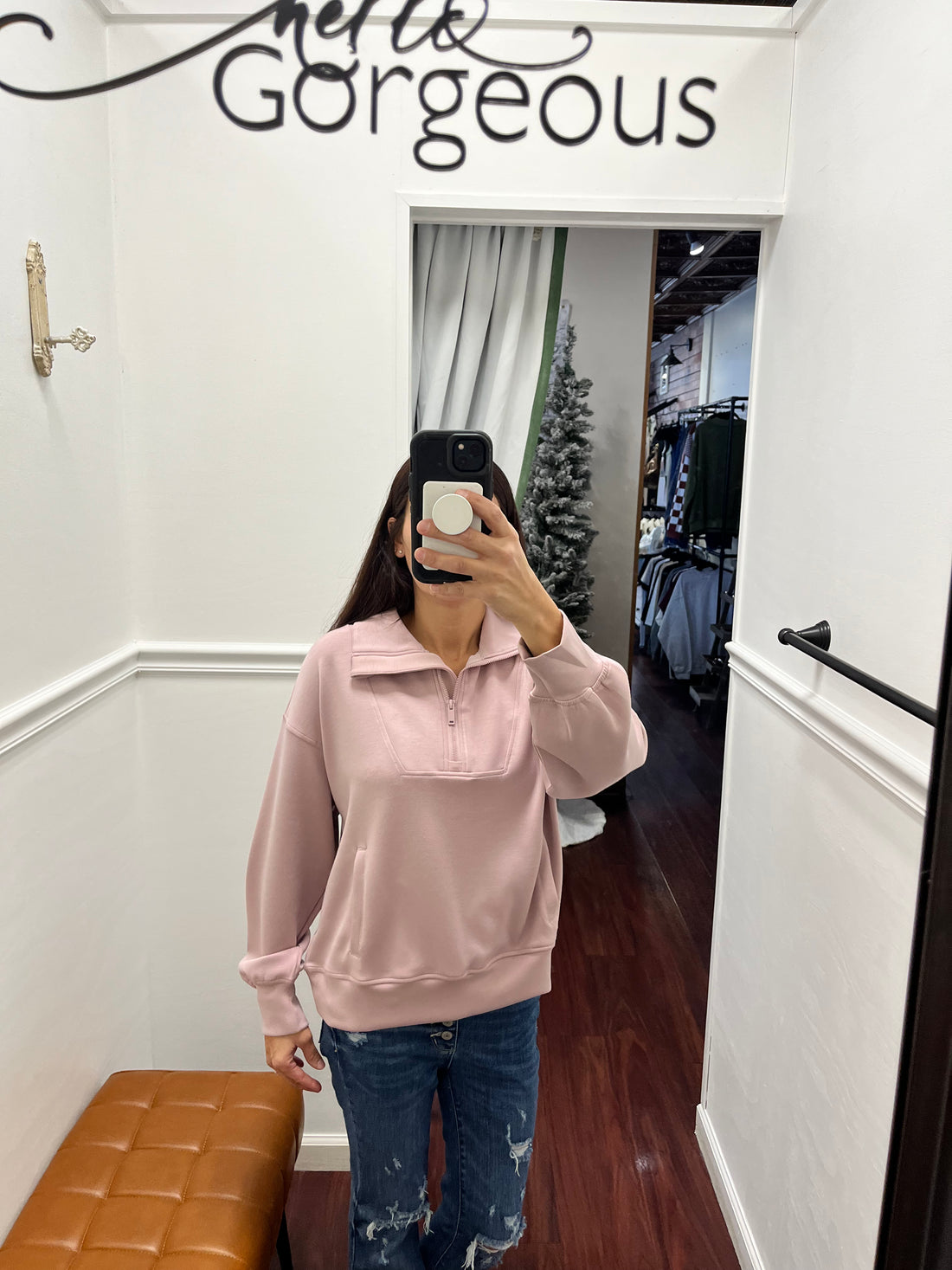 Mauve comfy wear with half zip collar