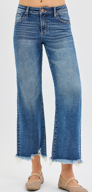 Risen-Mid Rise Crop Straight Jeans