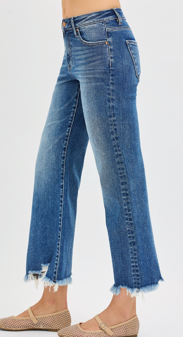 Risen-Mid Rise Crop Straight Jeans