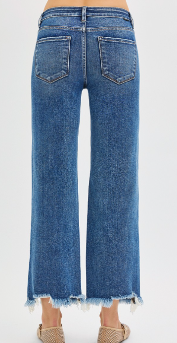 Risen-Mid Rise Crop Straight Jeans