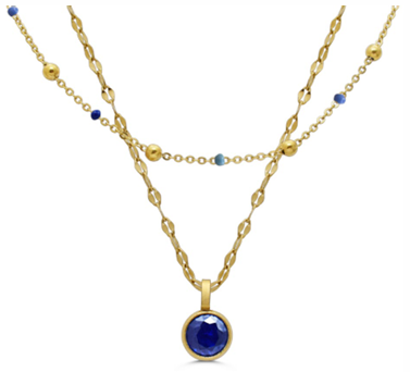 Isla - Enamel Blue 2-Pack Gem Necklace