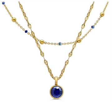 Isla - Enamel Blue 2-Pack Gem Necklace