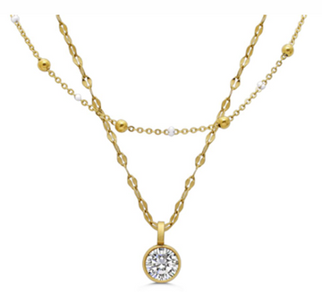 Isla - Enamel White 2-Pack Gem Necklace