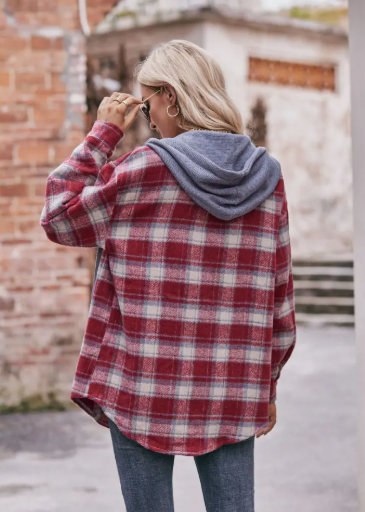 Red plaid flannel with hood
