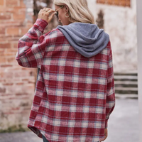 Red plaid flannel with hood