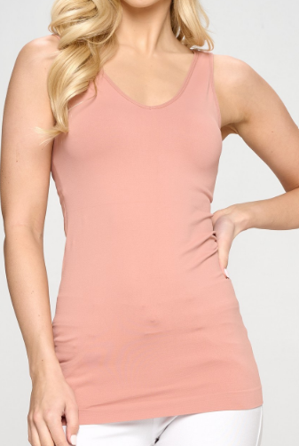 Rose colored reversible seamless tank one size