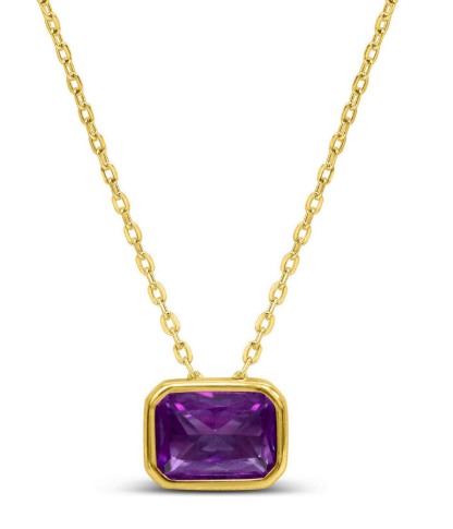 Amethyst birthstone sideways slider necklace