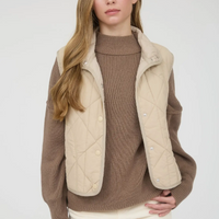 Snap Button Quilted Puffer Vest