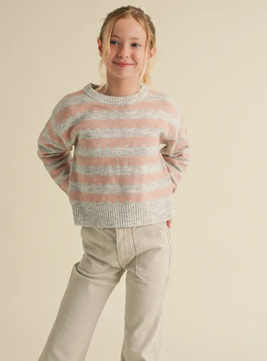 Girls pink and grey cozy sweater