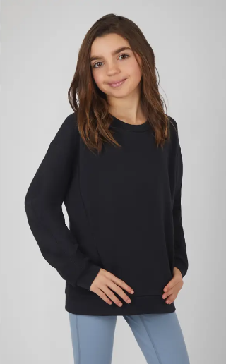 Girls' black scuba pullover active wear sweatshirt
