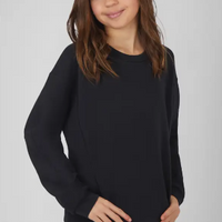 Girls' black scuba pullover active wear sweatshirt