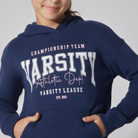 Tween girl's varsity navy blue sweatshirt