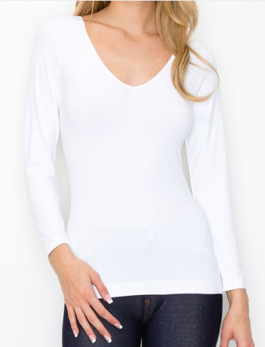 White long sleeve reversible top one size