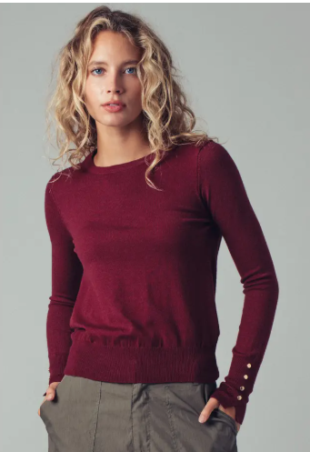 Button Cuff Slim Knit Top