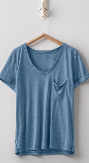 Women's blue colored v neck tee