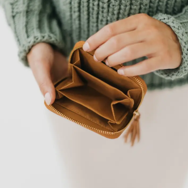 Zip around women's wallet in brown leather