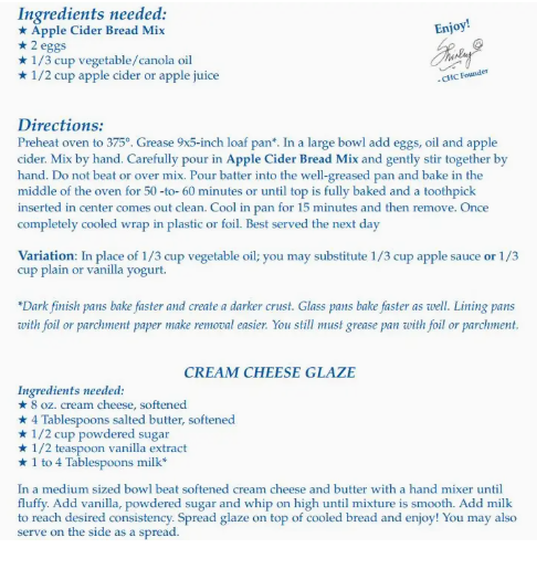 Apple Cider Bread Mix