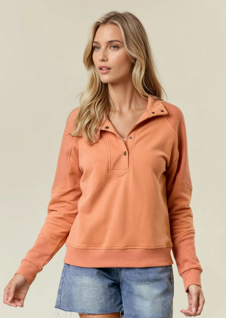 Terry Mock Neck Sweatshirt