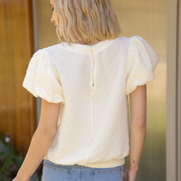 Soft Textured Puff Sleeve Top – Cream