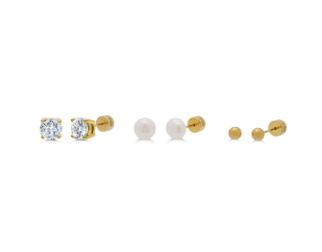 Bayside Basic Trio gold earring Set