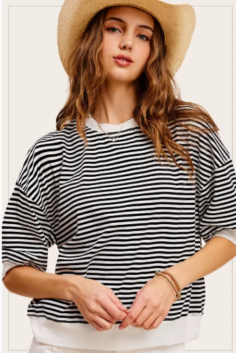 Loose Fit Striped Short Sleeve