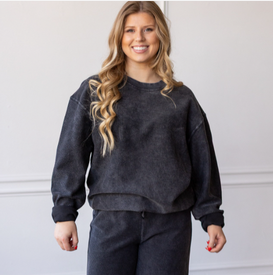 Lux Corded Crew-Black