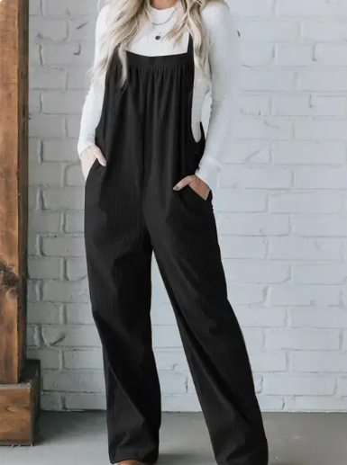 Solid Pocket Overalls-Tan or Black
