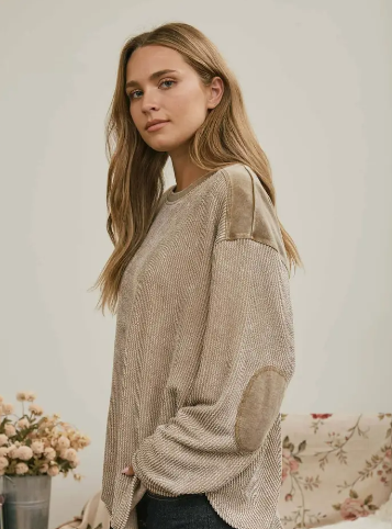 Washed Waffle Knit Boxy Top