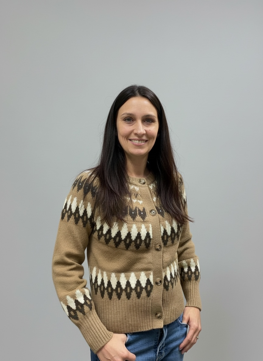 button down Sweater Cardigan with print