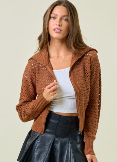 Pointelle Sweater-Caramel