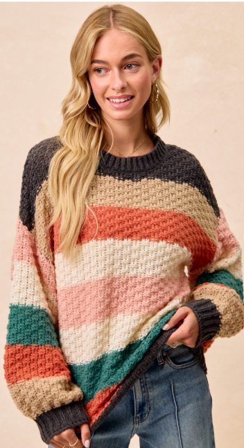 stripe color block sweater