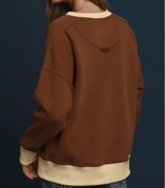 Cozy Contrast Pullover Sweatshirt