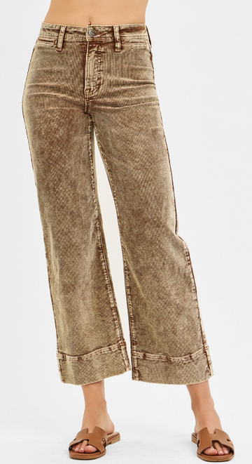 Risen-HR Crop Straight Cord Pants