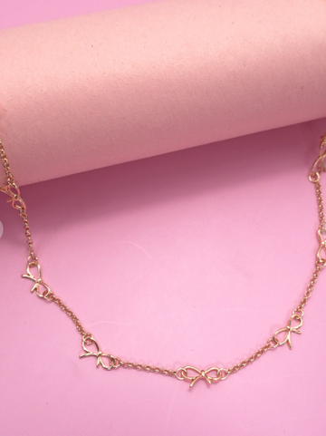 gold plated cutout bow necklace 