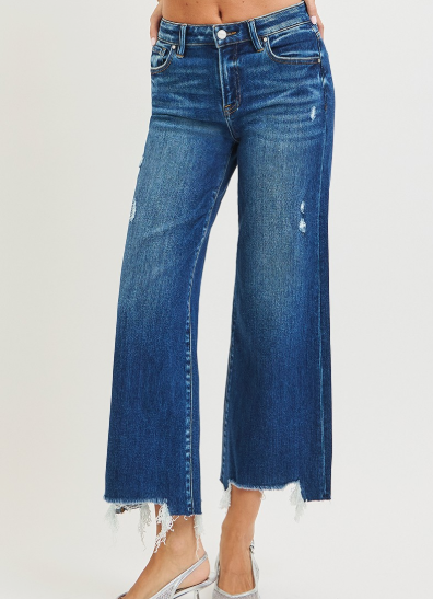Risen-HR Crop Wide Leg Jeans