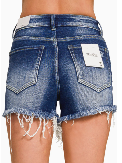 Frayed Hem Denim Shorts
