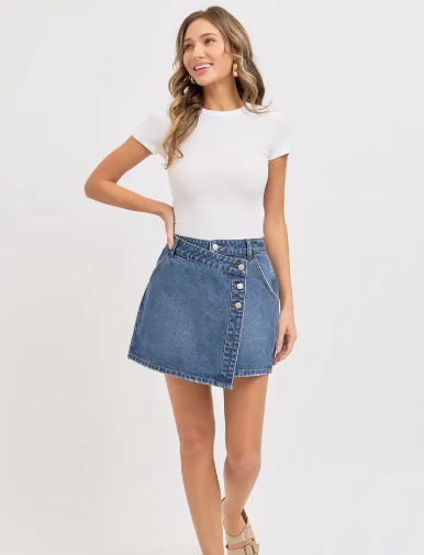Sweet Lovely - Mid Rise Denim Skirt