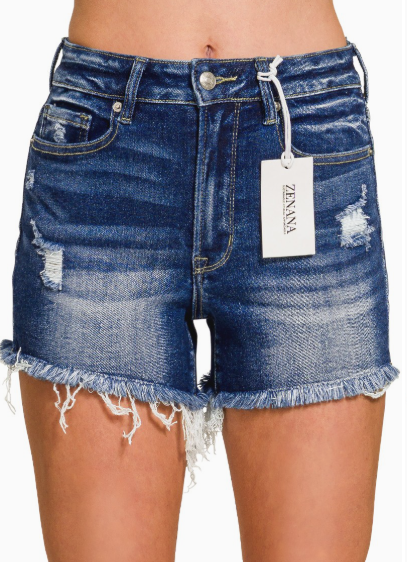 Frayed Hem Denim Shorts